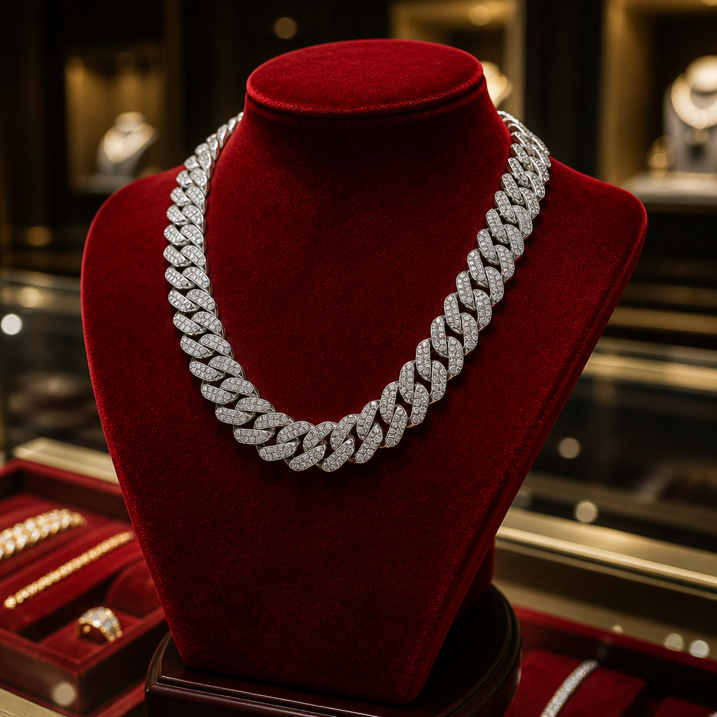 Iced Out Cuban Link Chain Necklace Silver/Gold Bling Diamond New main product image
